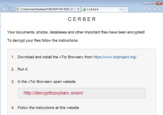 cerber files ransomware virus